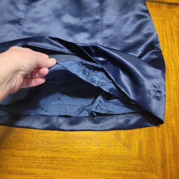 Aria Blue Satin Wrap Top Dress - Picture 6 of 14